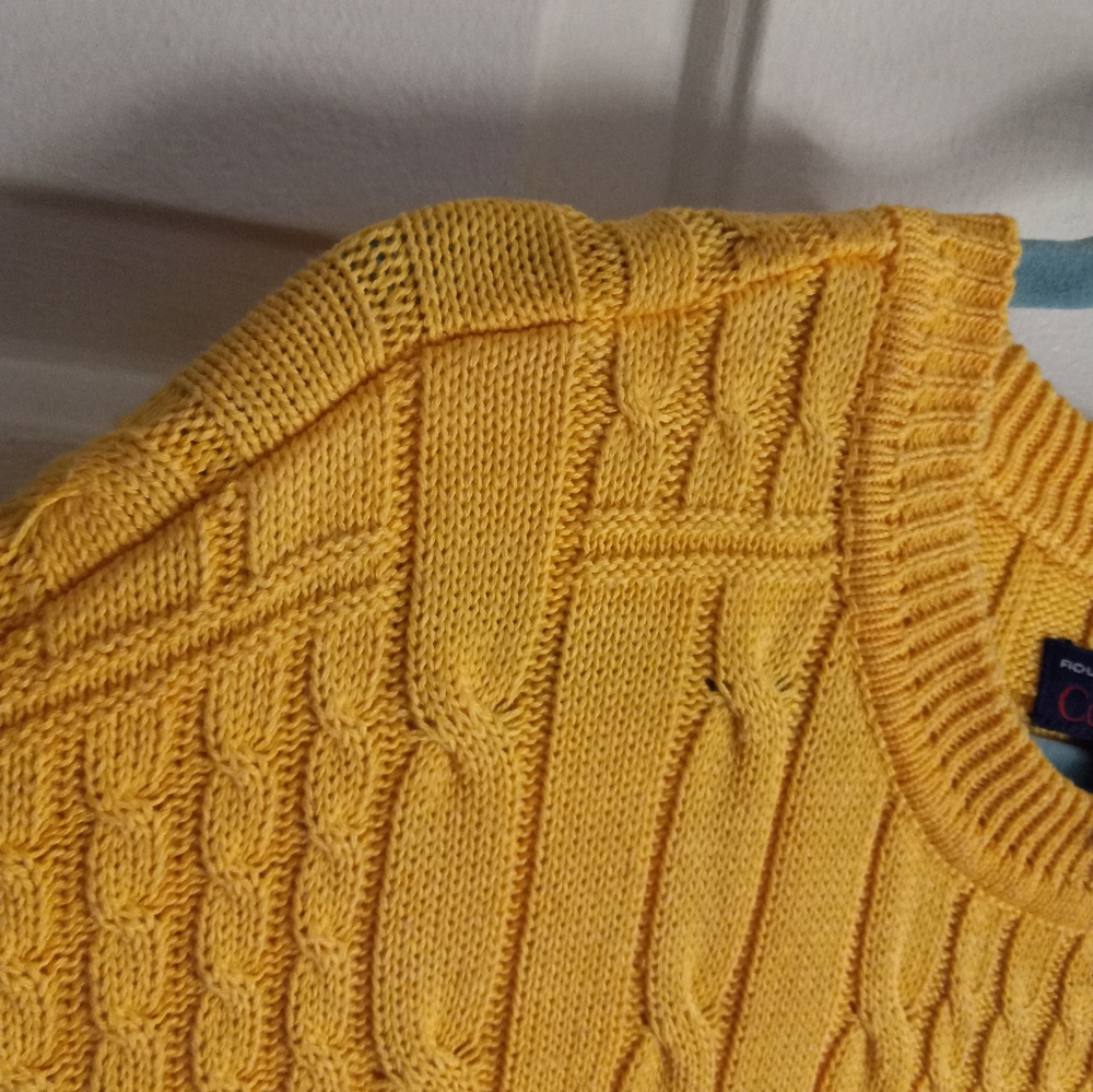 Roundtree & Yorke Collection Yellow Cable Knit Sweater Men's XL - Picture 5 of 15